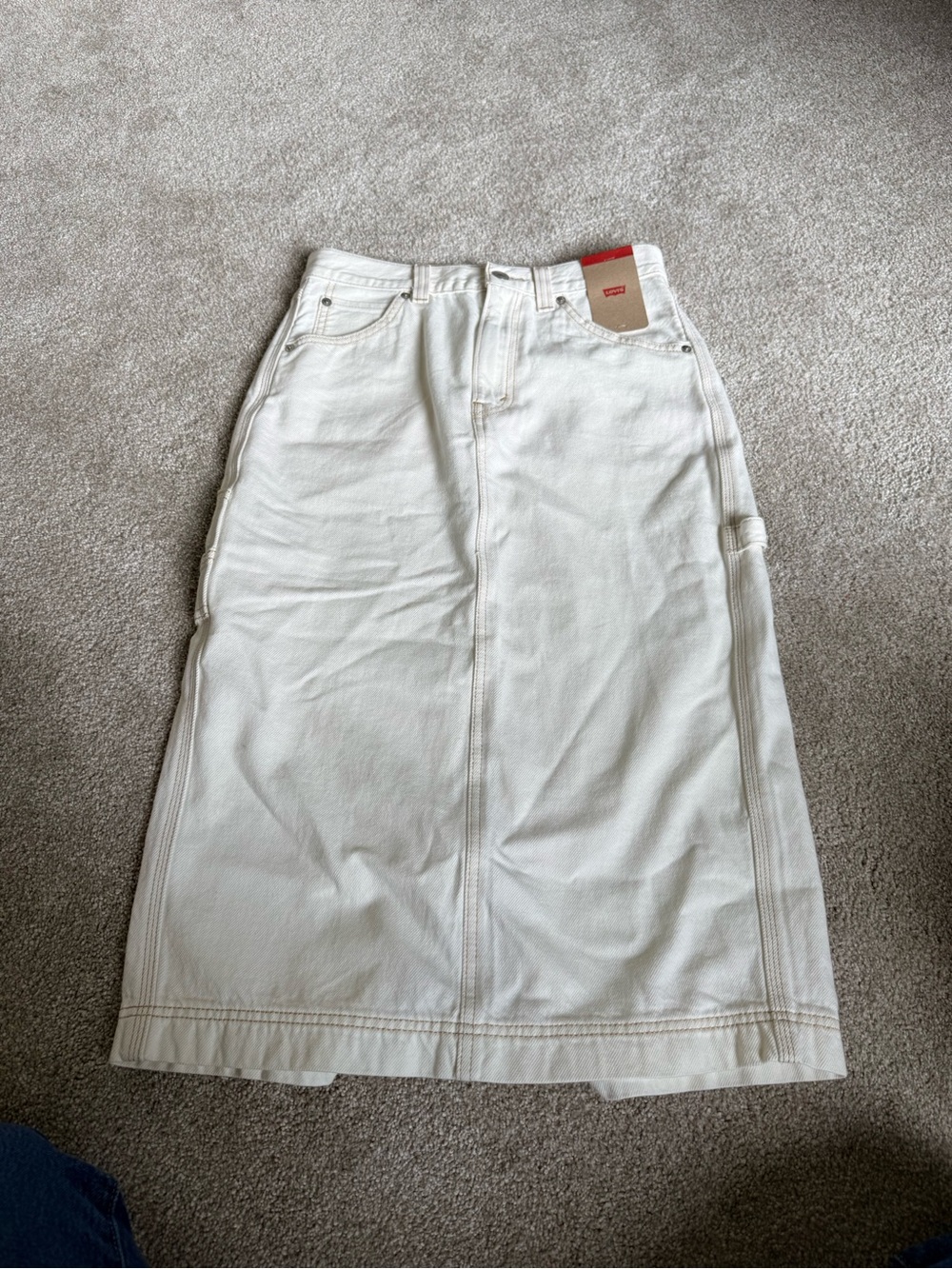 Levi’s White Denim Skirt with Utility Stitching